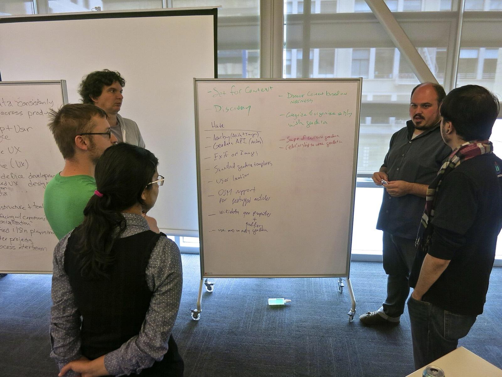 A small team working at a whiteboard
